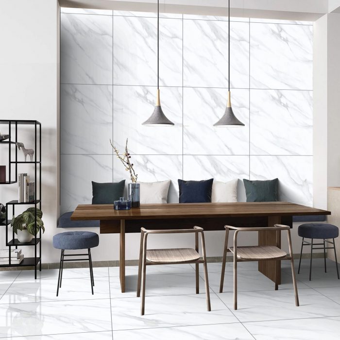 Satwario Pearl Matt Marble Effect Porcelain 60x60cm Tile - Image 1