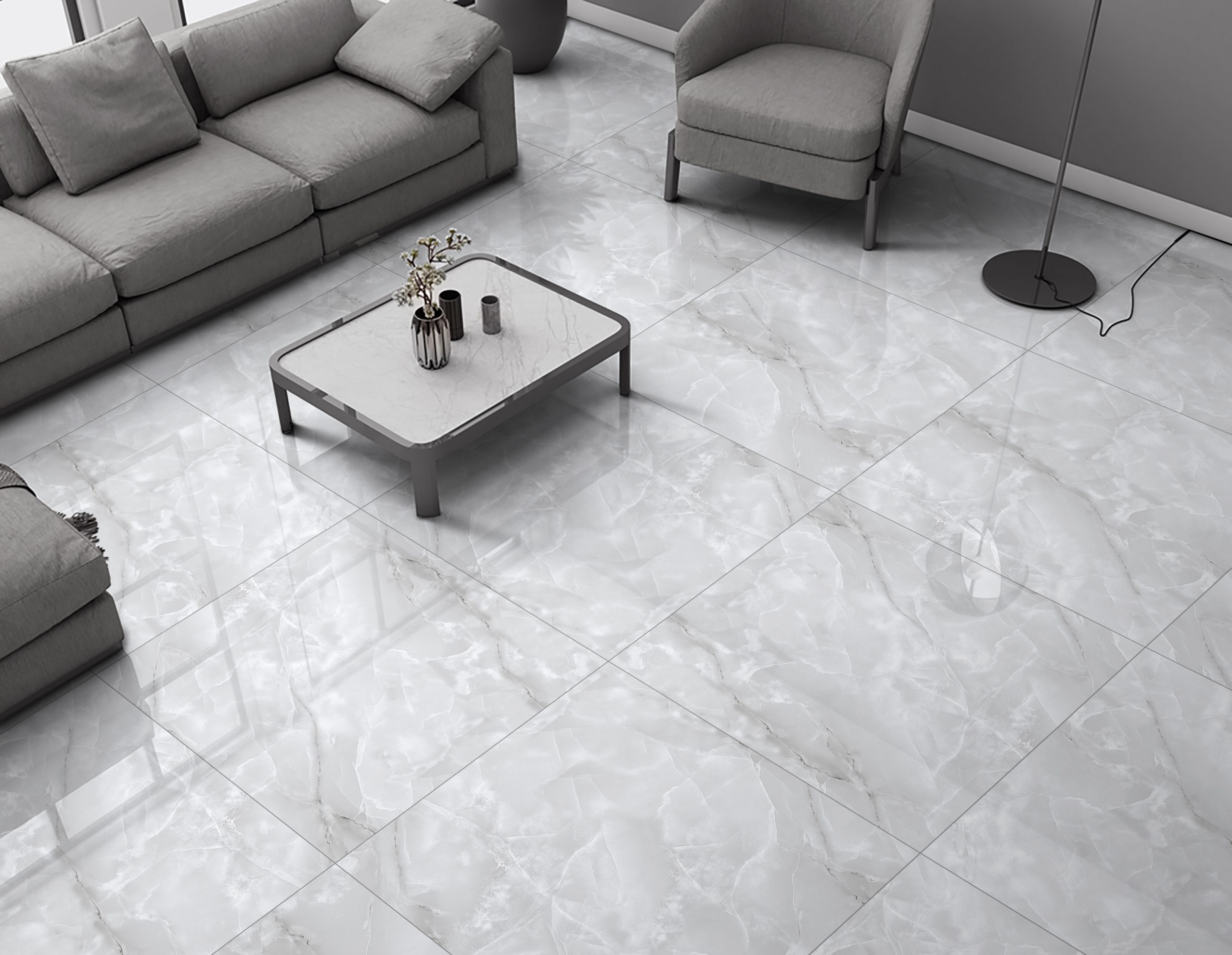 Archi Grey Onyx Gloss Porcelain 80x80cm Tiles - Image 1