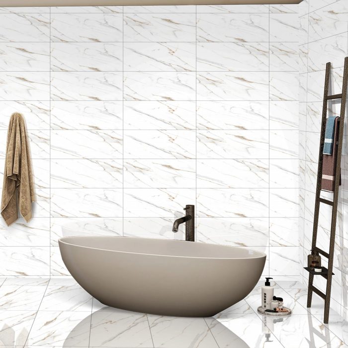 Canna White Porcelain 30x60cm Tiles - Image 1