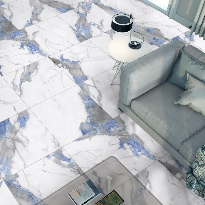 Deo Blue Marble Matt Porcelain 60x60cm Tiles - Image 1