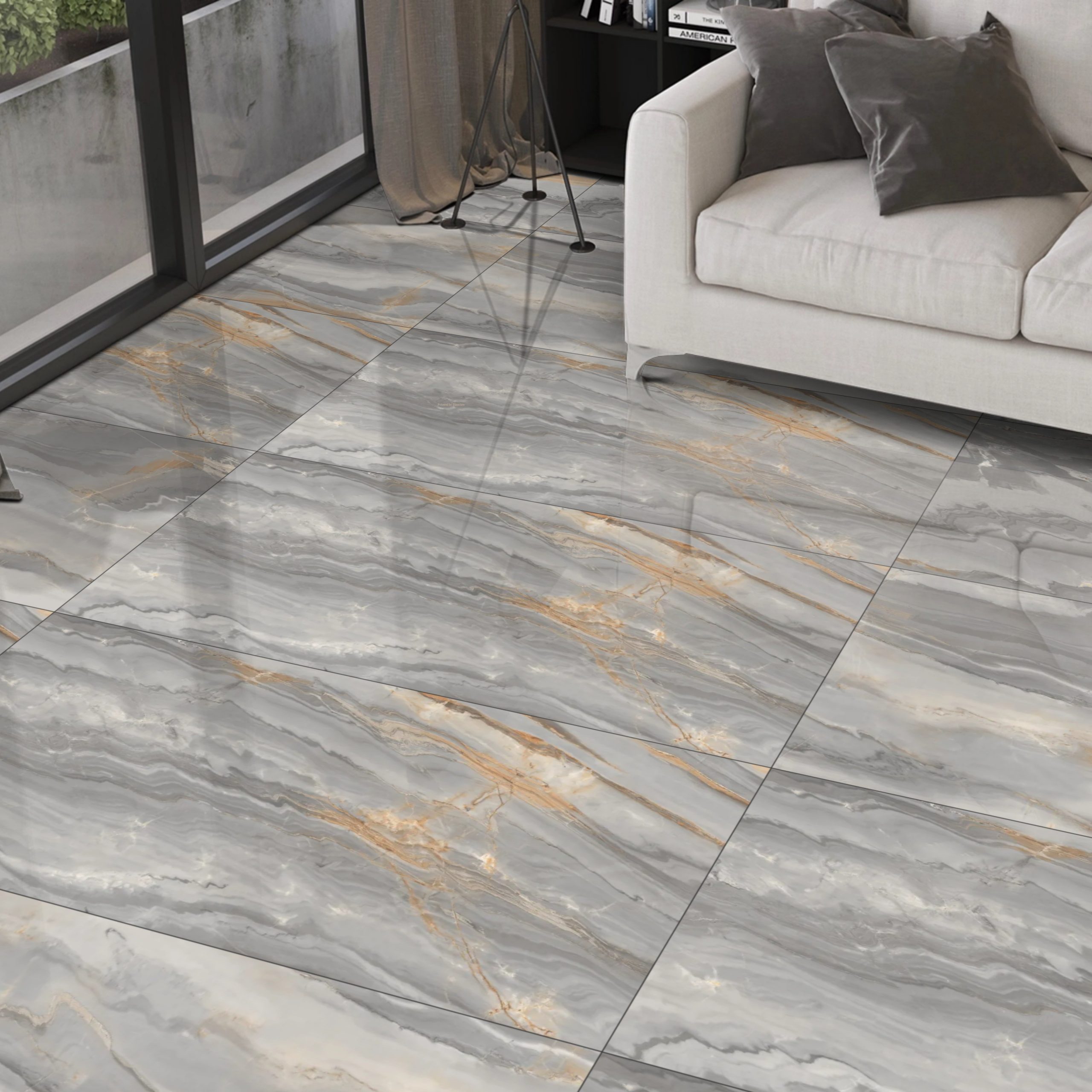 Thunder Fantasy Gold Gloss Porcelain 60x120cm Tile - Image 1