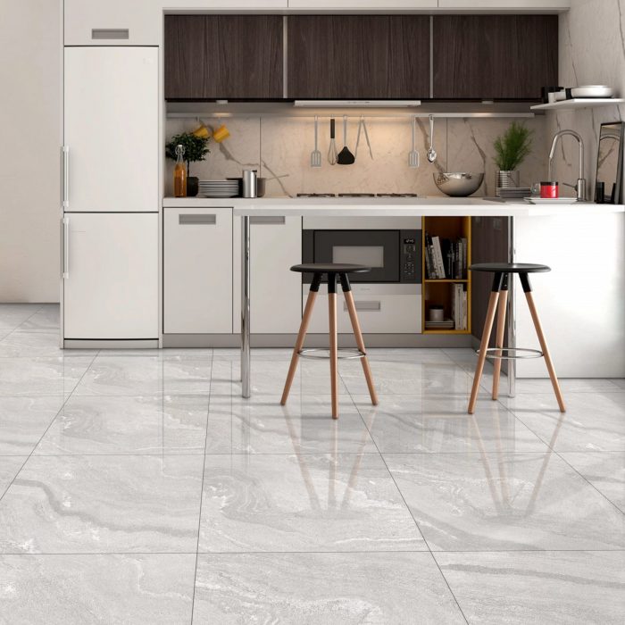 Fog Light Grey Gloss 60x60cm Porcelain Tile - Image 1