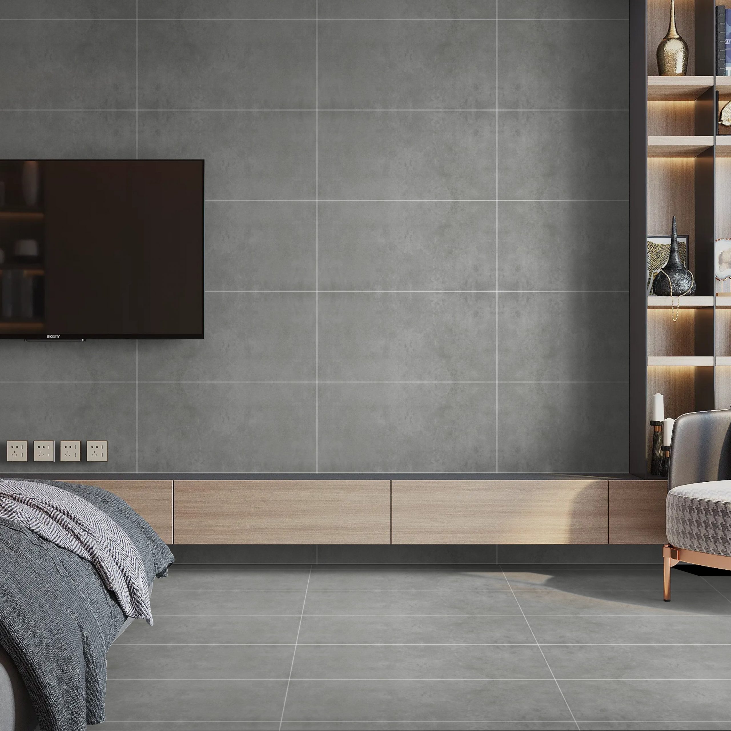 London Sage Sugar Finish Stone Effect Ceramic Rectified Tiles - Image 1