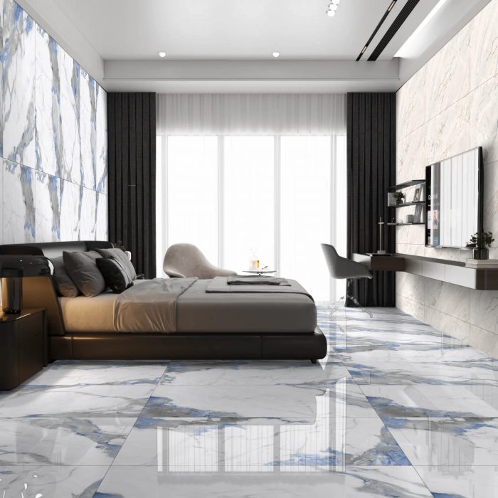 Deo Blue Marble Gloss Porcelain 60x120cm Tiles - Image 1