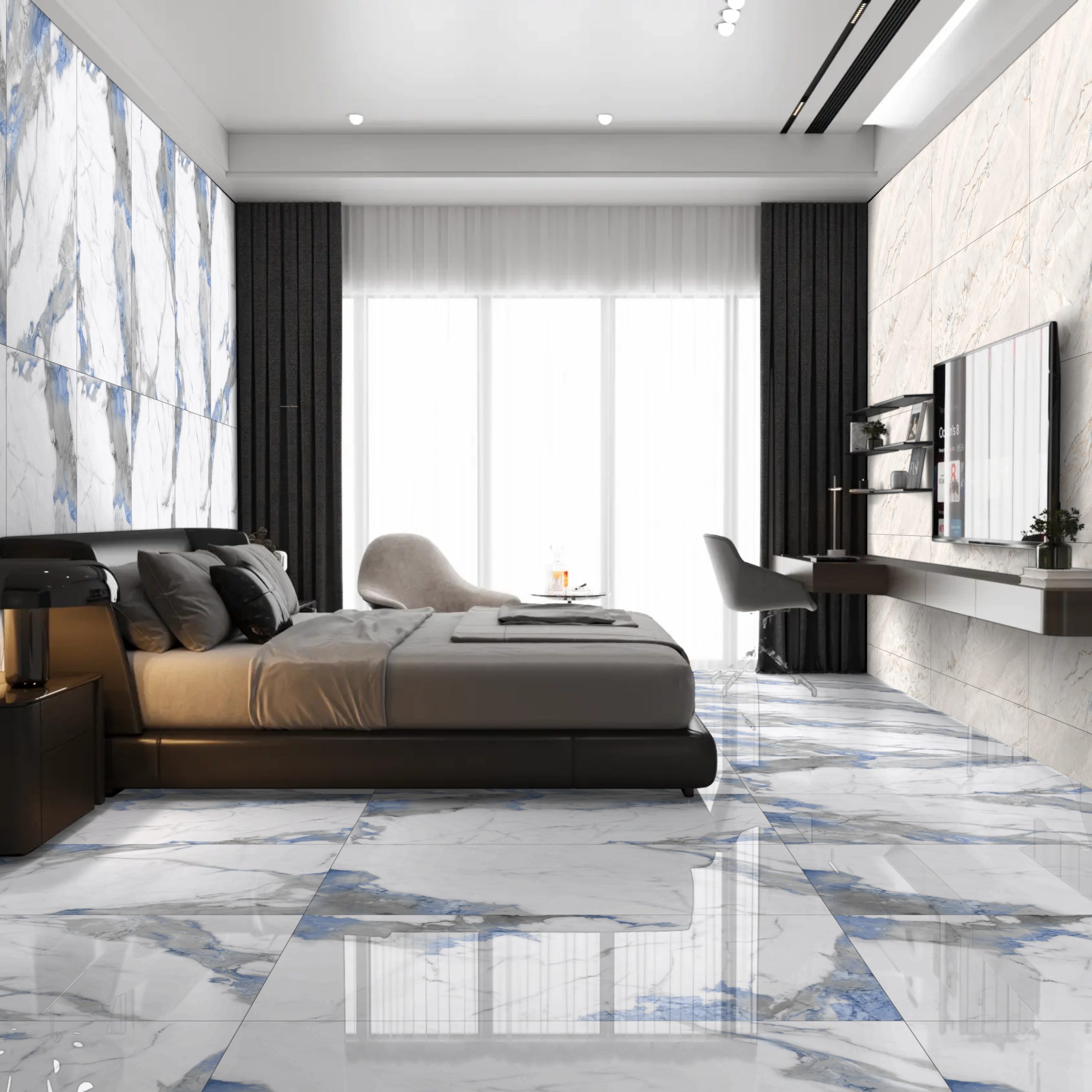 Polar_Blue_Marble_Gloss_Porcelain_60x120cm_Wall_and_Floor_Tiles_1 Deo Blue Marble Gloss Porcelain 60x120cm Tiles - Image 1