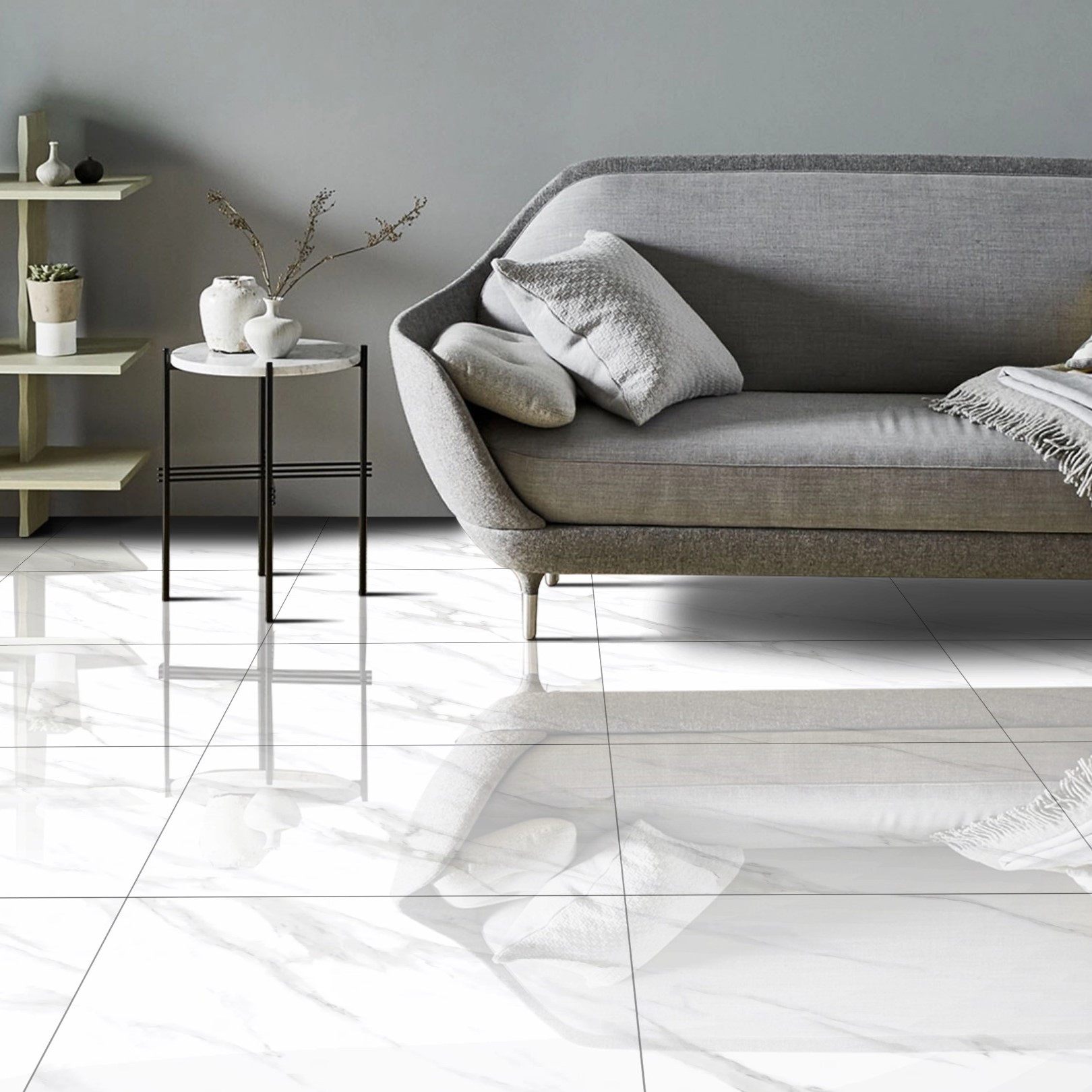 Sathvario Pearl Gloss Marble Effect Porcelain 60x60cm Tile - Image 1
