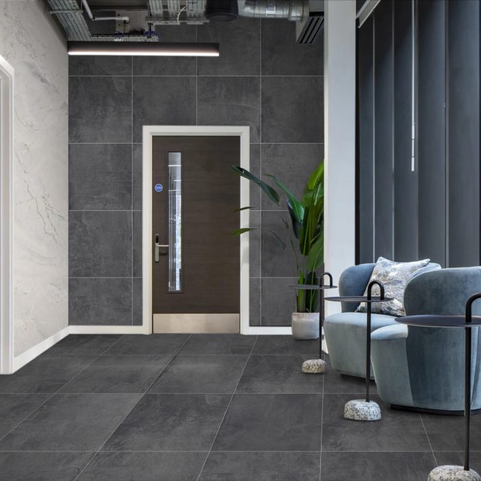 Avallon Nero Sugar Effect Porcelain 60x60cm Tile - Image 1