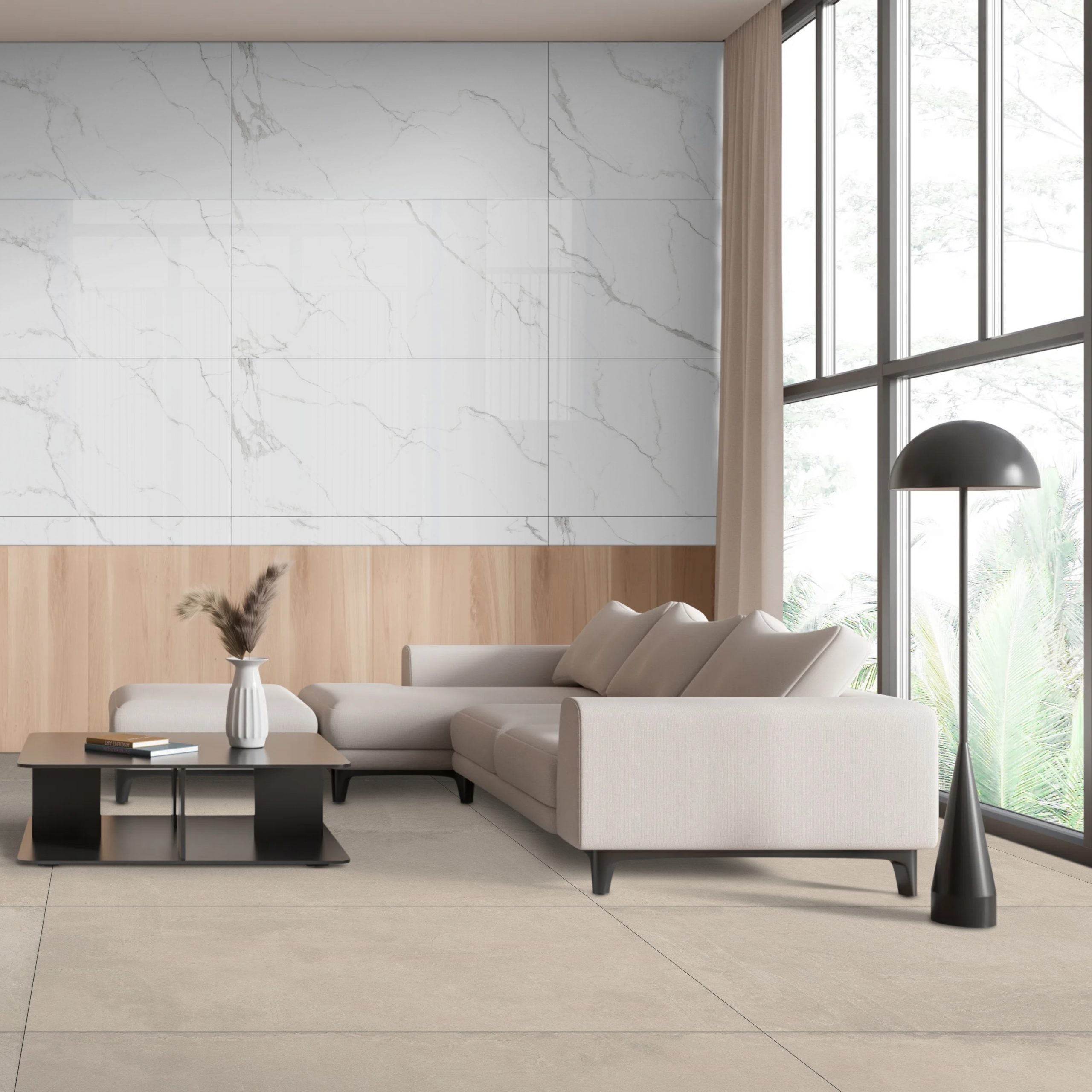 Slate_Beige_Sugar_Effect_Porcelain_60x120cm_Wall_and_Floor_Tile_1 Avallon Beige Sugar Effect Porcelain 60x120cm Tile - Image 1