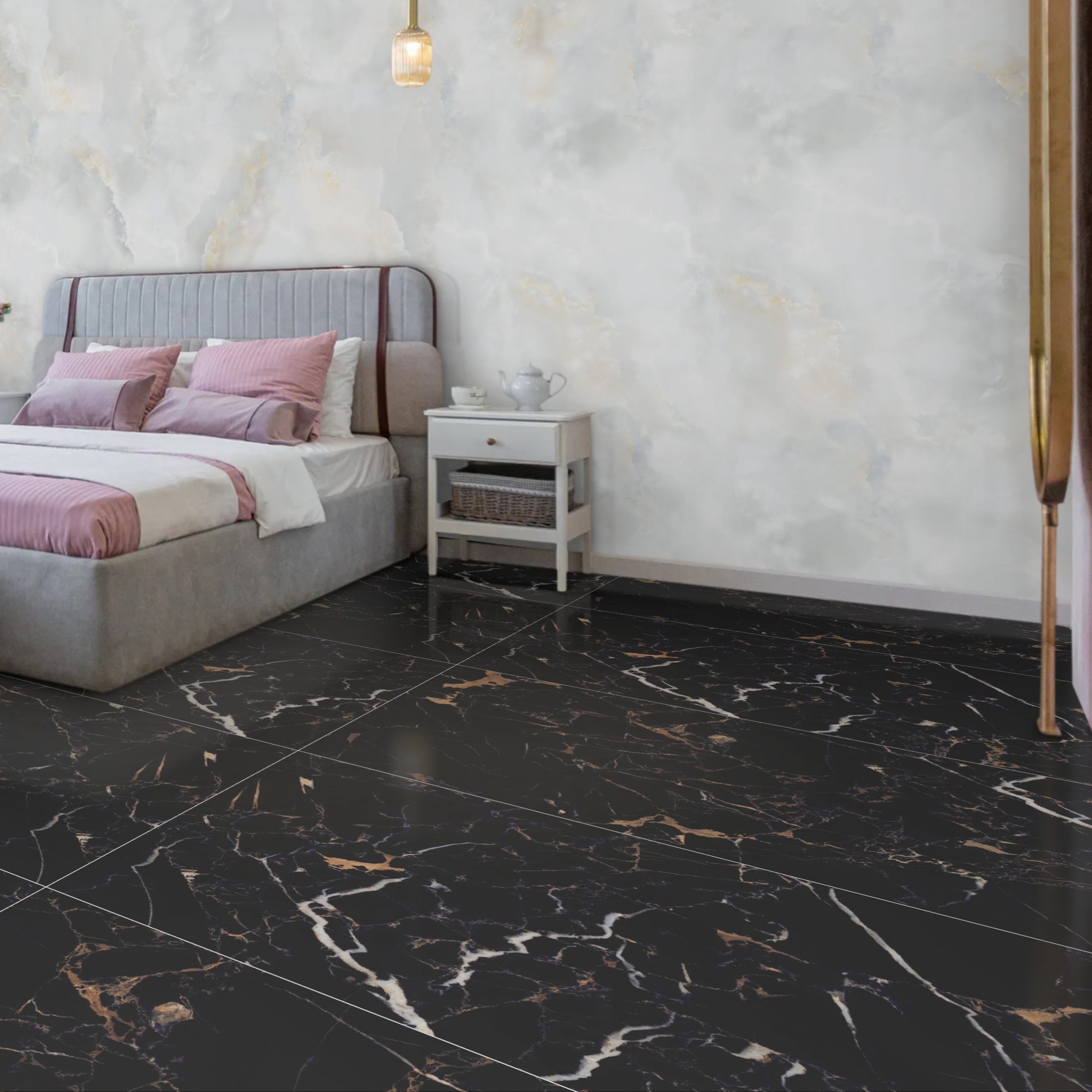 Wind Black High Gloss Porcelain 60x120cm Tiles - Image 1