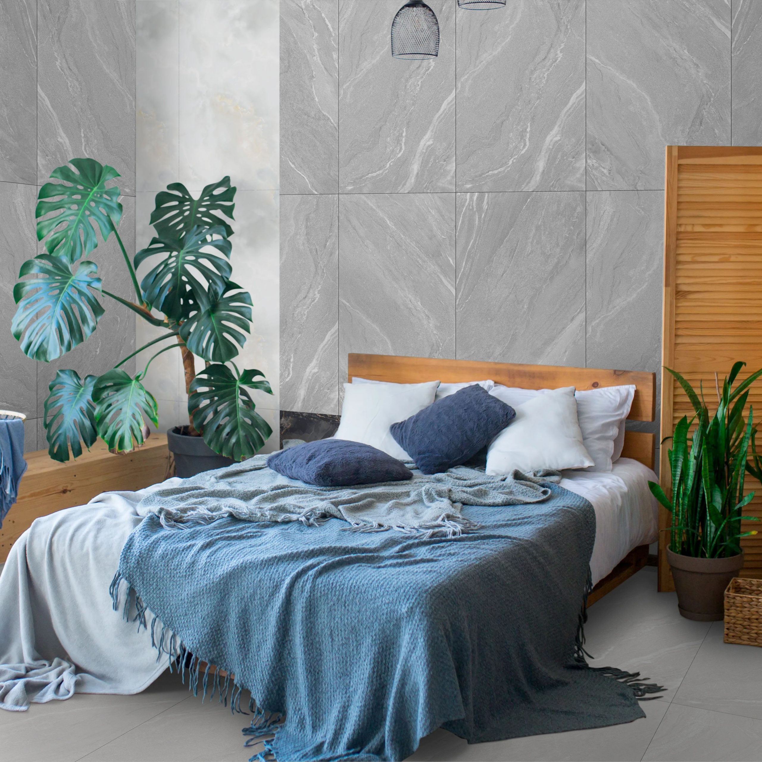 London Bianco 80x80cm Matt Porcelain Tile - Image 1