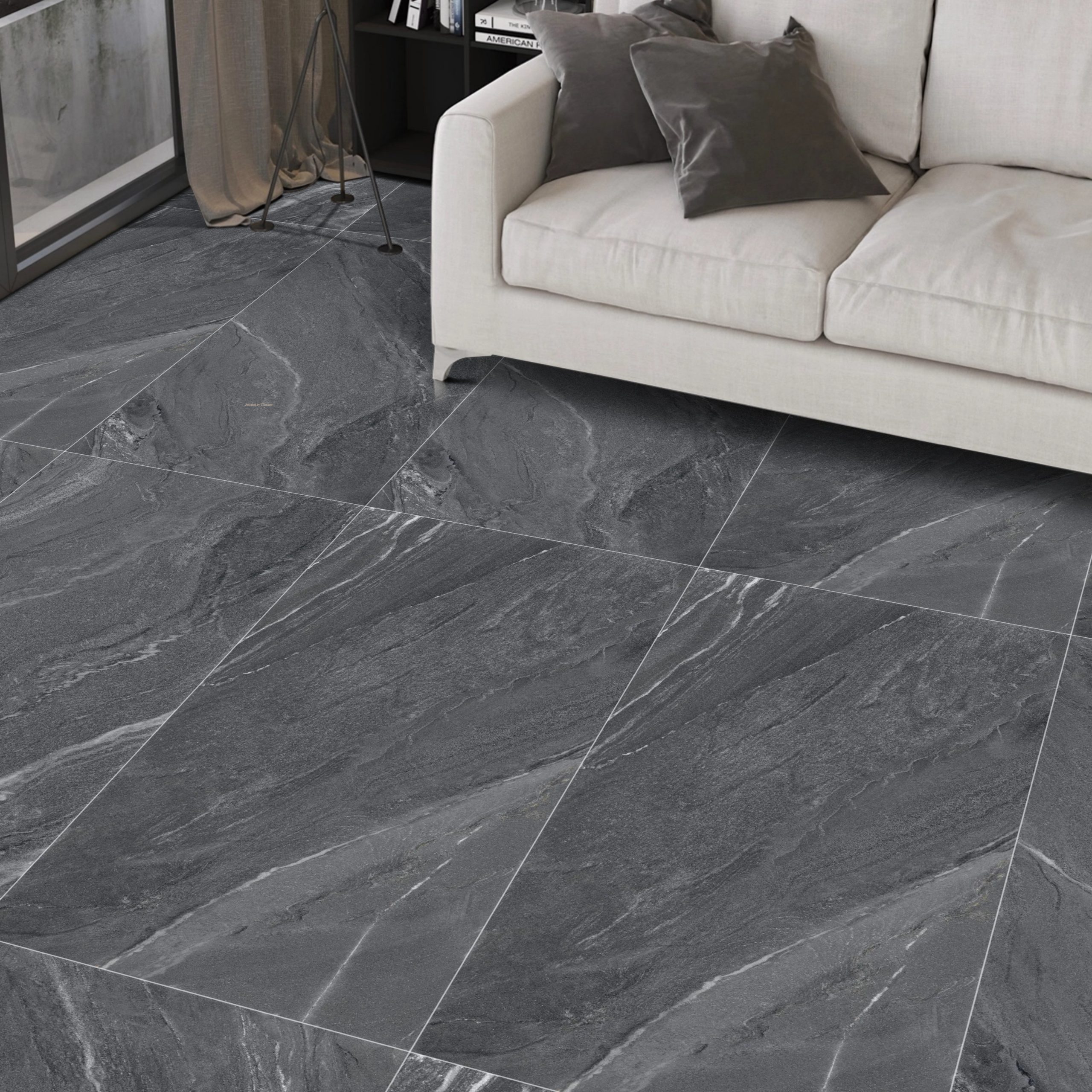 Yorkshire_Nero_Gloss_Porcelain_60x120cm_Wall_and_Floor_Tiles_2 London Nero Matt Porcelain Tiles 60x120cm - Image 1
